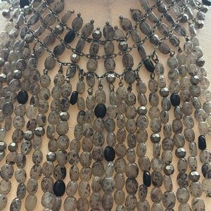 Bajalia Drape Beaded Bib Statement Necklace